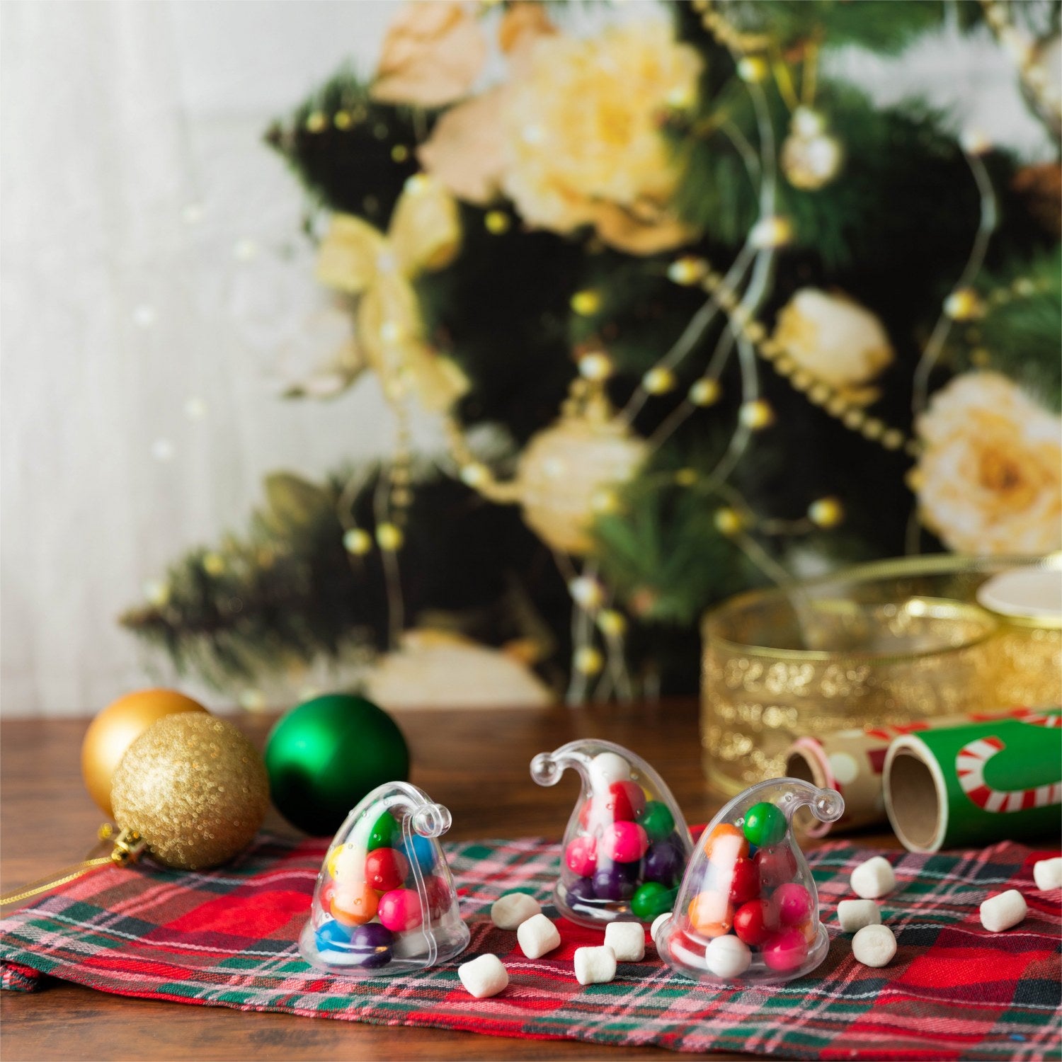 Elf Hat Shaped Acrylic Candy Boxes 12 Pack 2.16"X2.95"