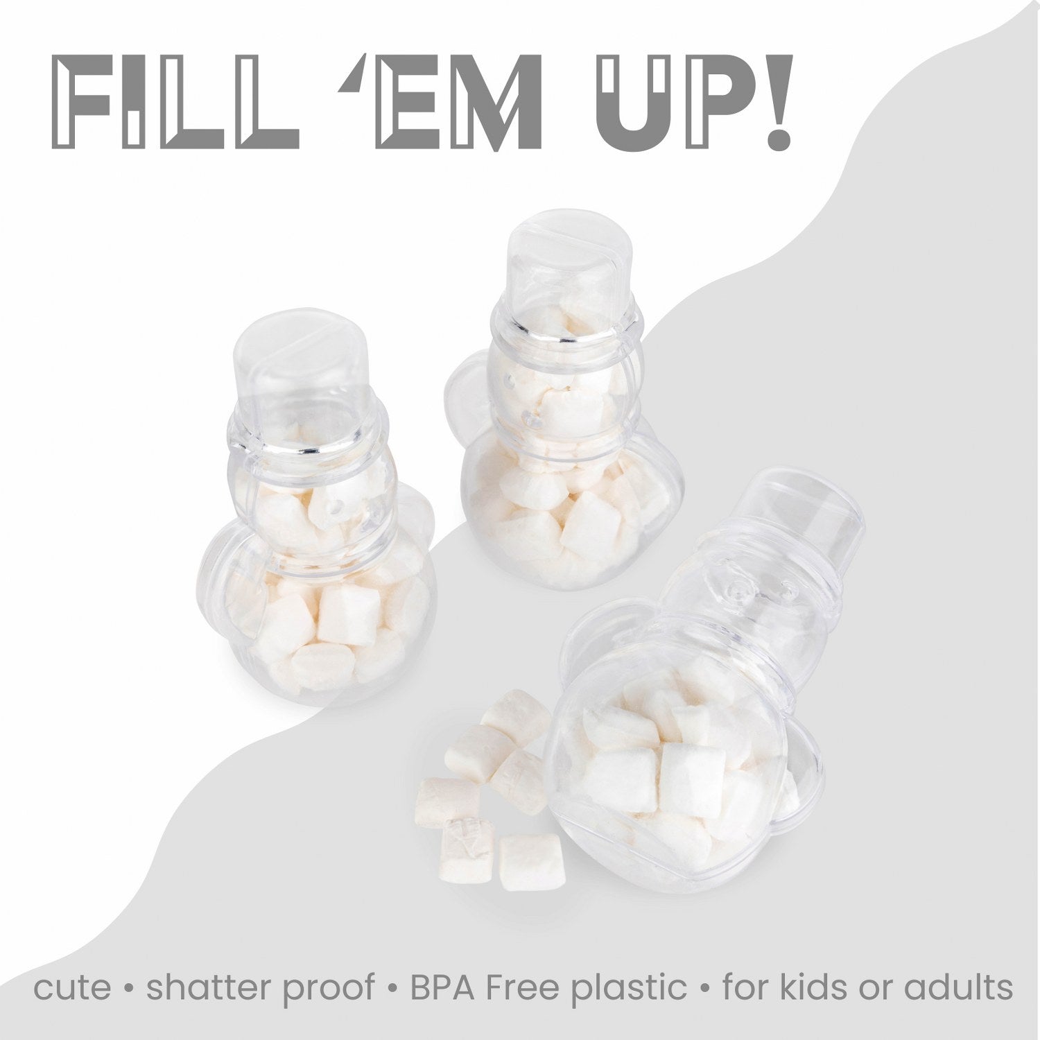 Snowman Shaped Acrylic Candy Boxes 12 Pack 1.57"X3.54"