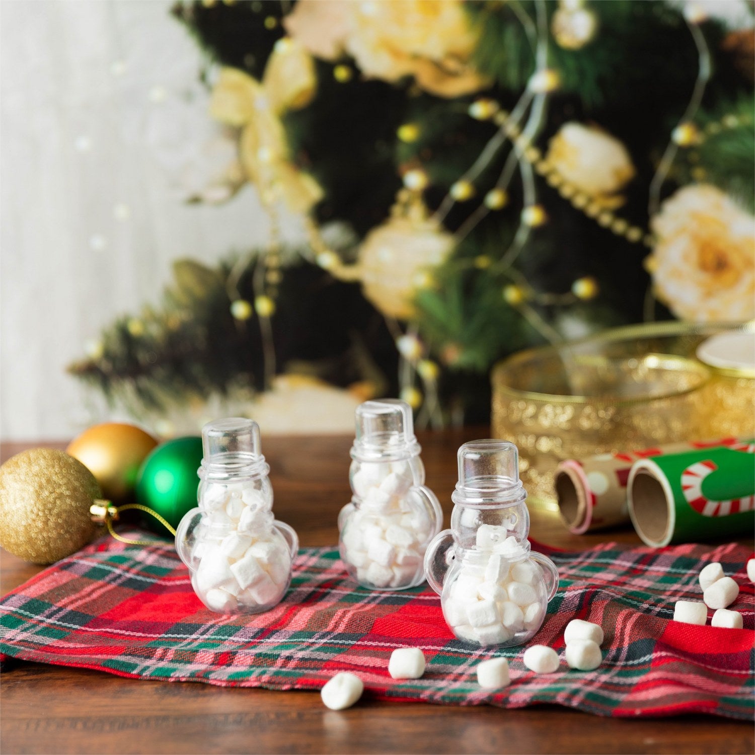 Snowman Shaped Acrylic Candy Boxes 12 Pack 1.57"X3.54"