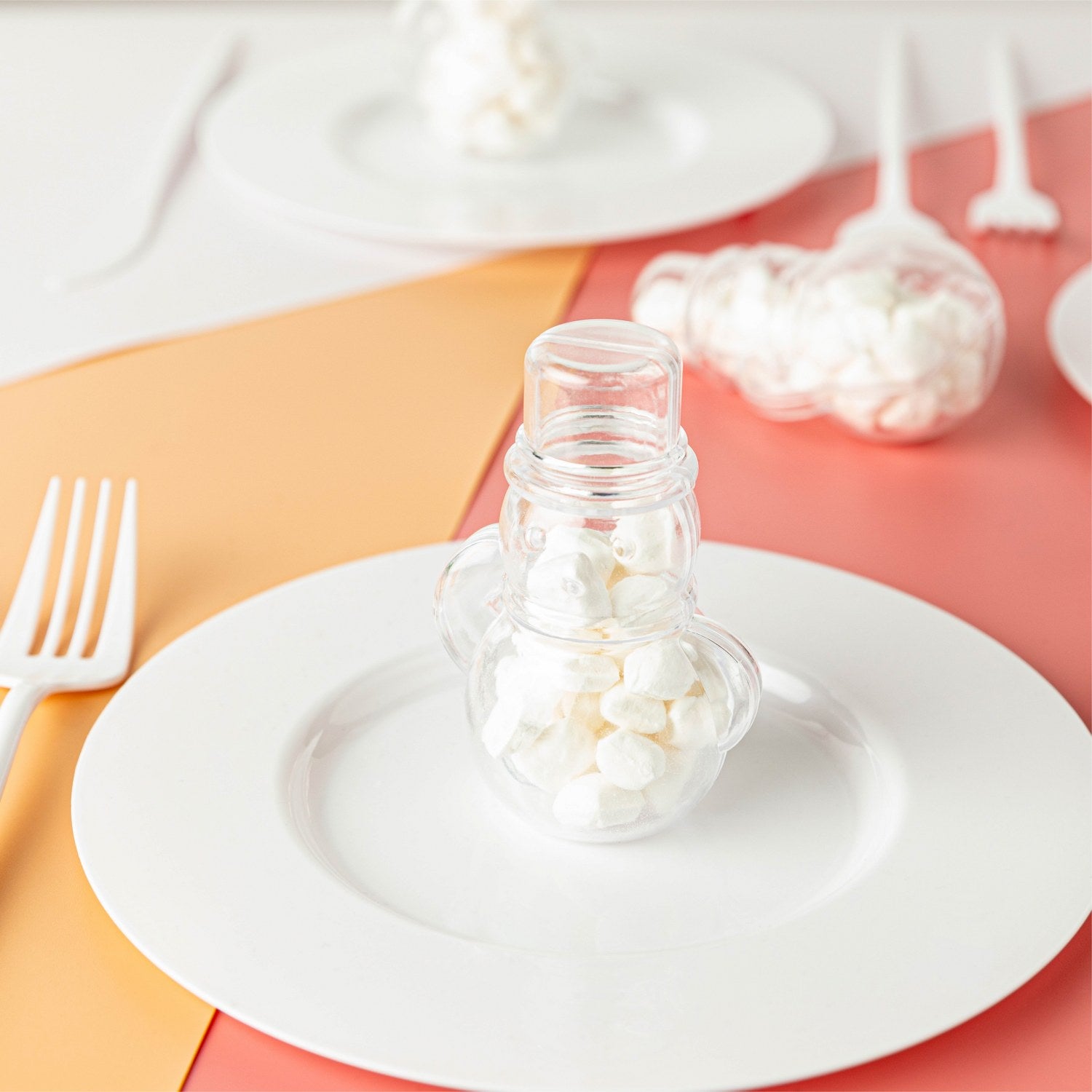 Snowman Shaped Acrylic Candy Boxes 12 Pack 1.57"X3.54"