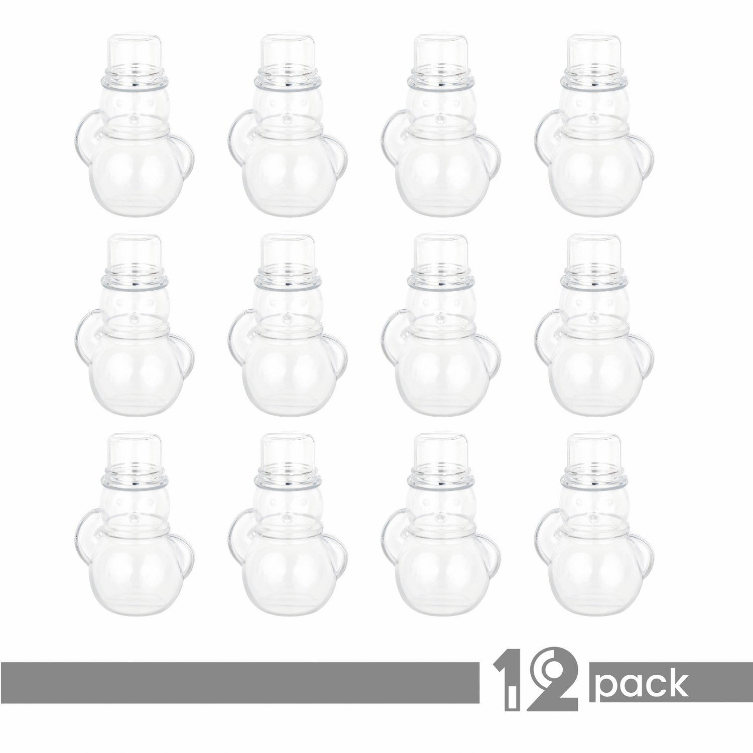 Snowman Shaped Acrylic Candy Boxes 12 Pack 1.57"X3.54"