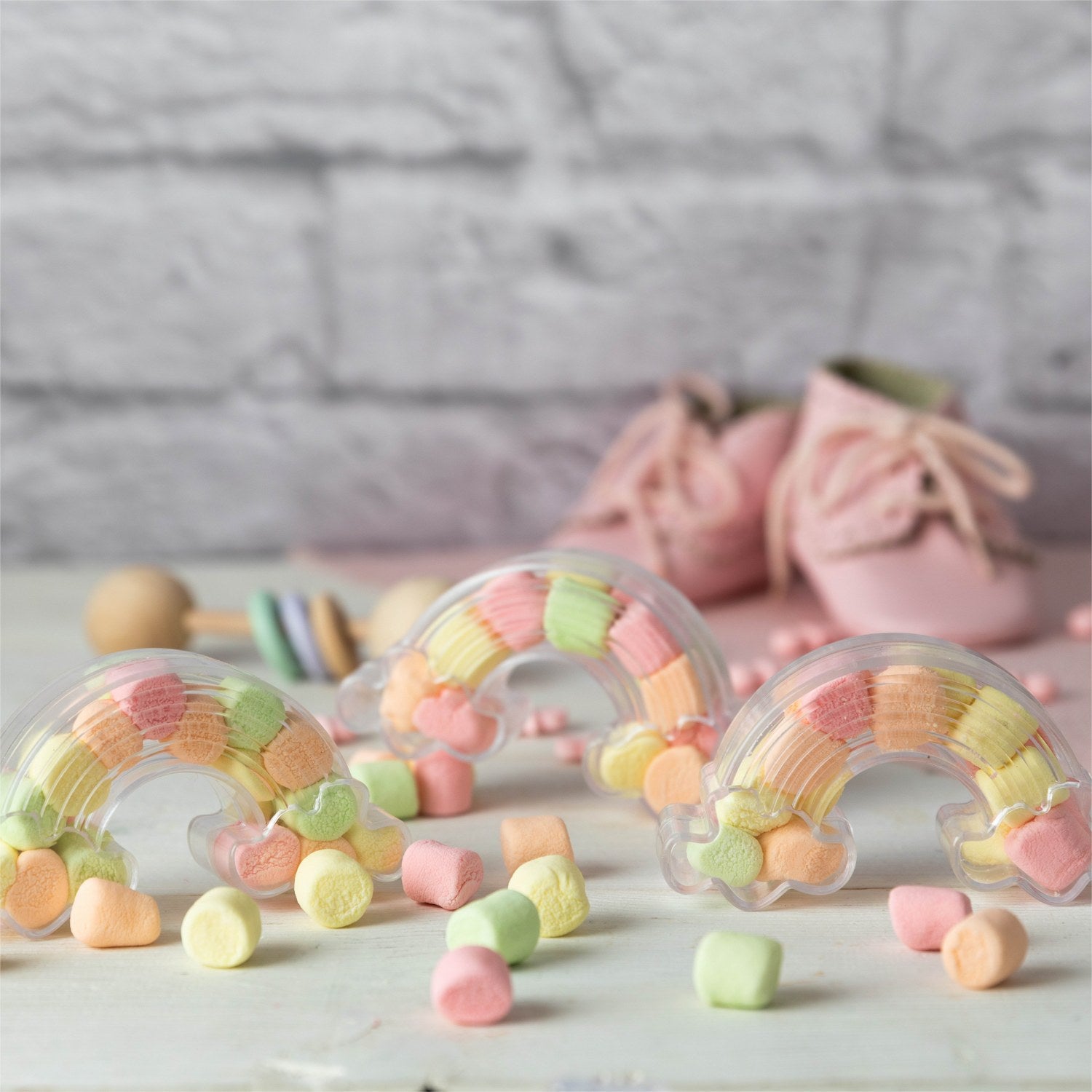 Rainbow Shaped Acrylic Candy Boxes 12 Pack 3.62"X1.96"X0.98"