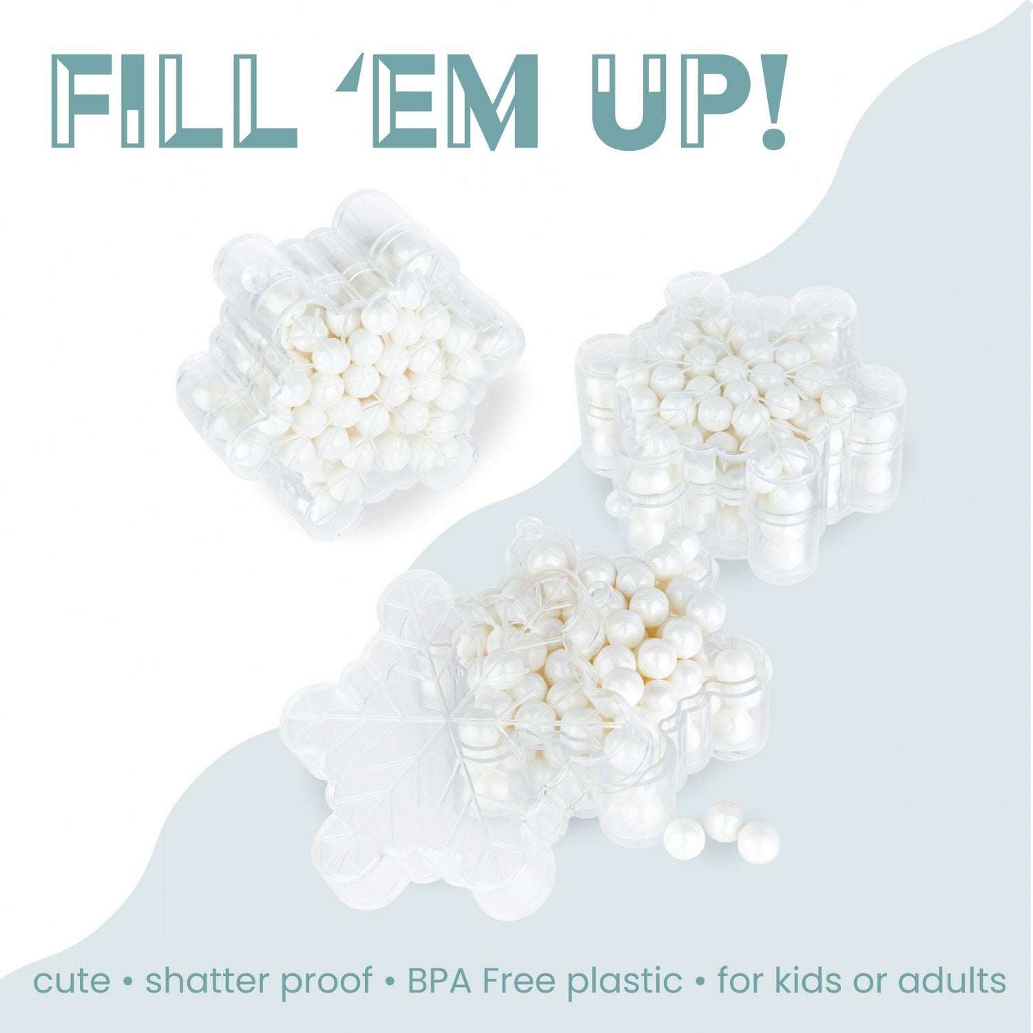 Snowflake Shaped Acrylic Candy Boxes 12 Pack 2.36"X2.36"X0.98"