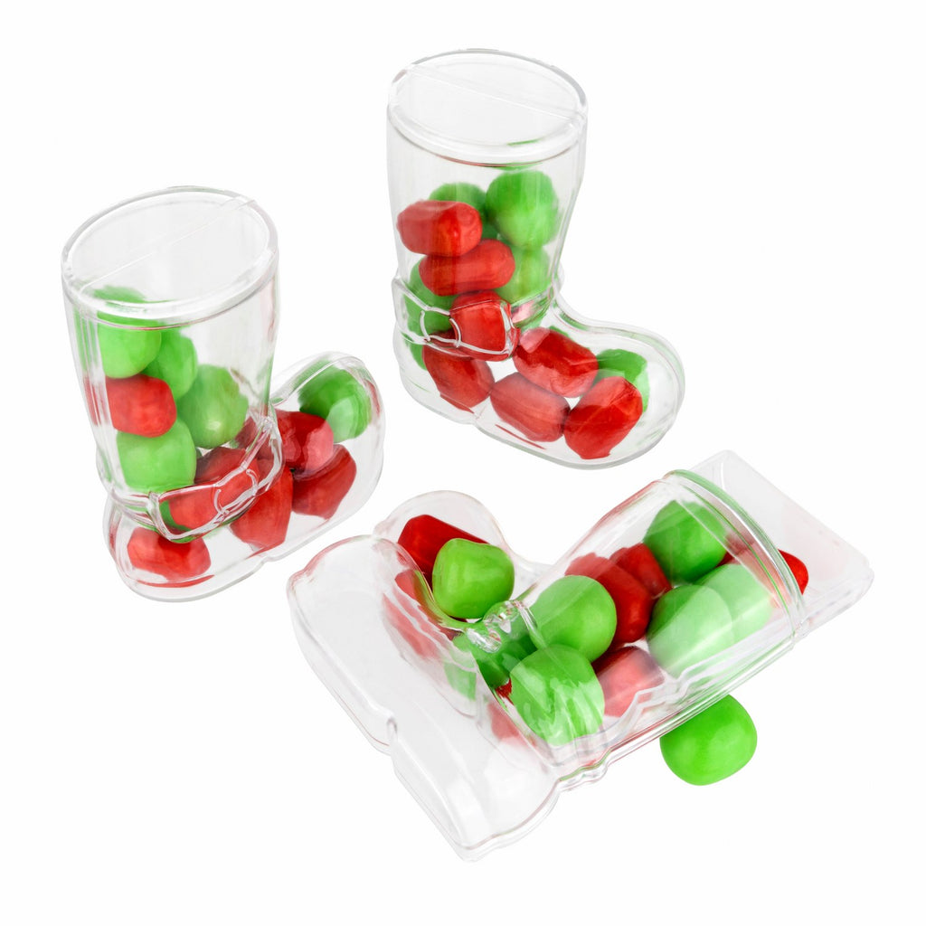 Christmas Boot Shaped Acrylic Candy Boxes 12 Pack 3.25"X3"X1.5"