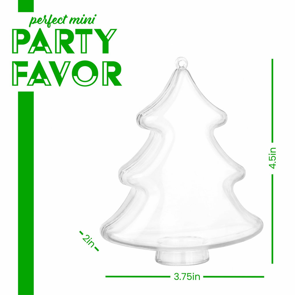 Christmas Tree Shaped Acrylic Candy Boxes 12 Pack 4.5"X3.75"X2"