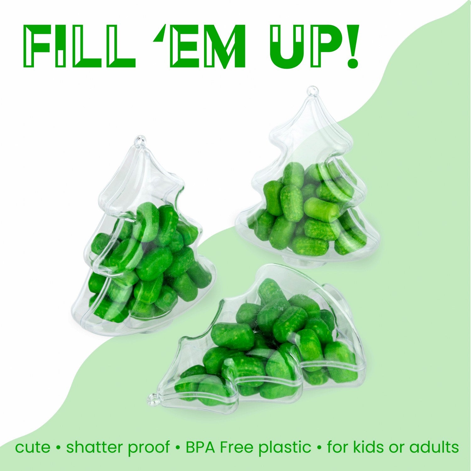 Christmas Tree Shaped Acrylic Candy Boxes 12 Pack 4.5"X3.75"X2"