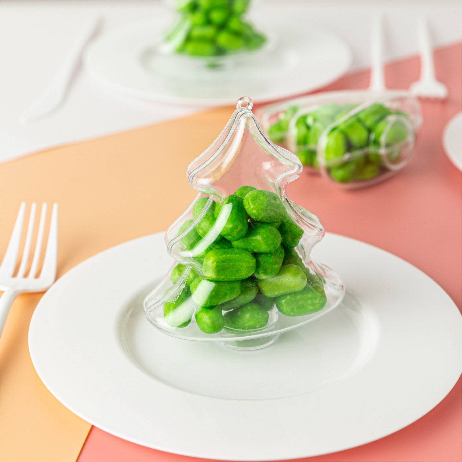 Christmas Tree Shaped Acrylic Candy Boxes 12 Pack 4.5"X3.75"X2"