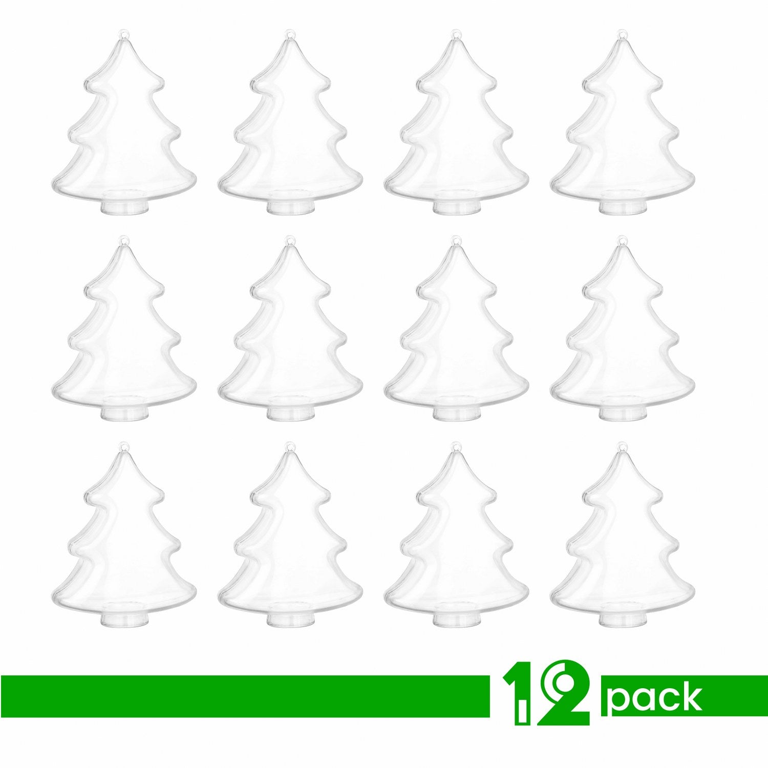 Christmas Tree Shaped Acrylic Candy Boxes 12 Pack 4.5"X3.75"X2"