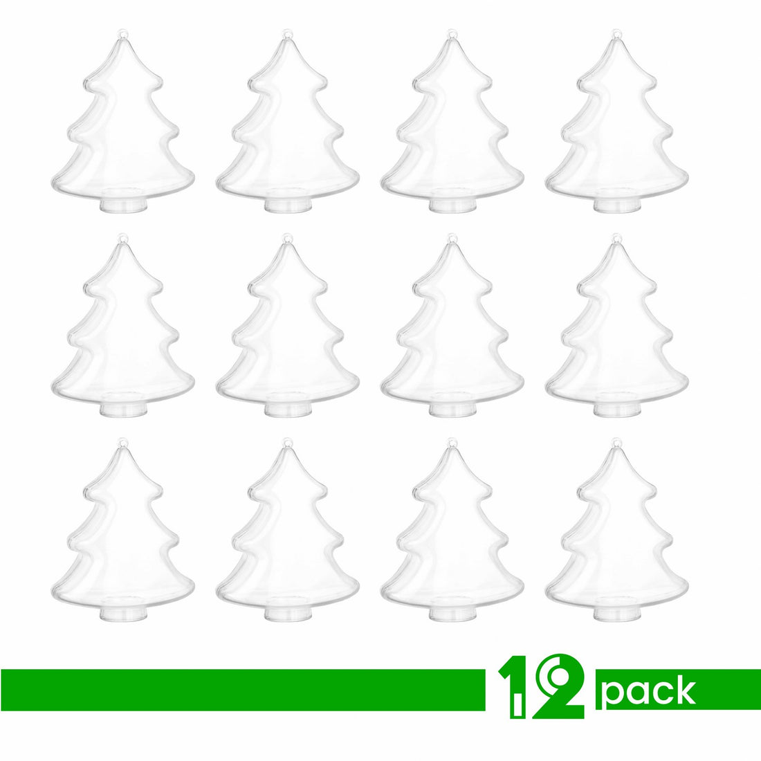 Christmas Tree Shaped Acrylic Candy Boxes 12 Pack 4.5"X3.75"X2"