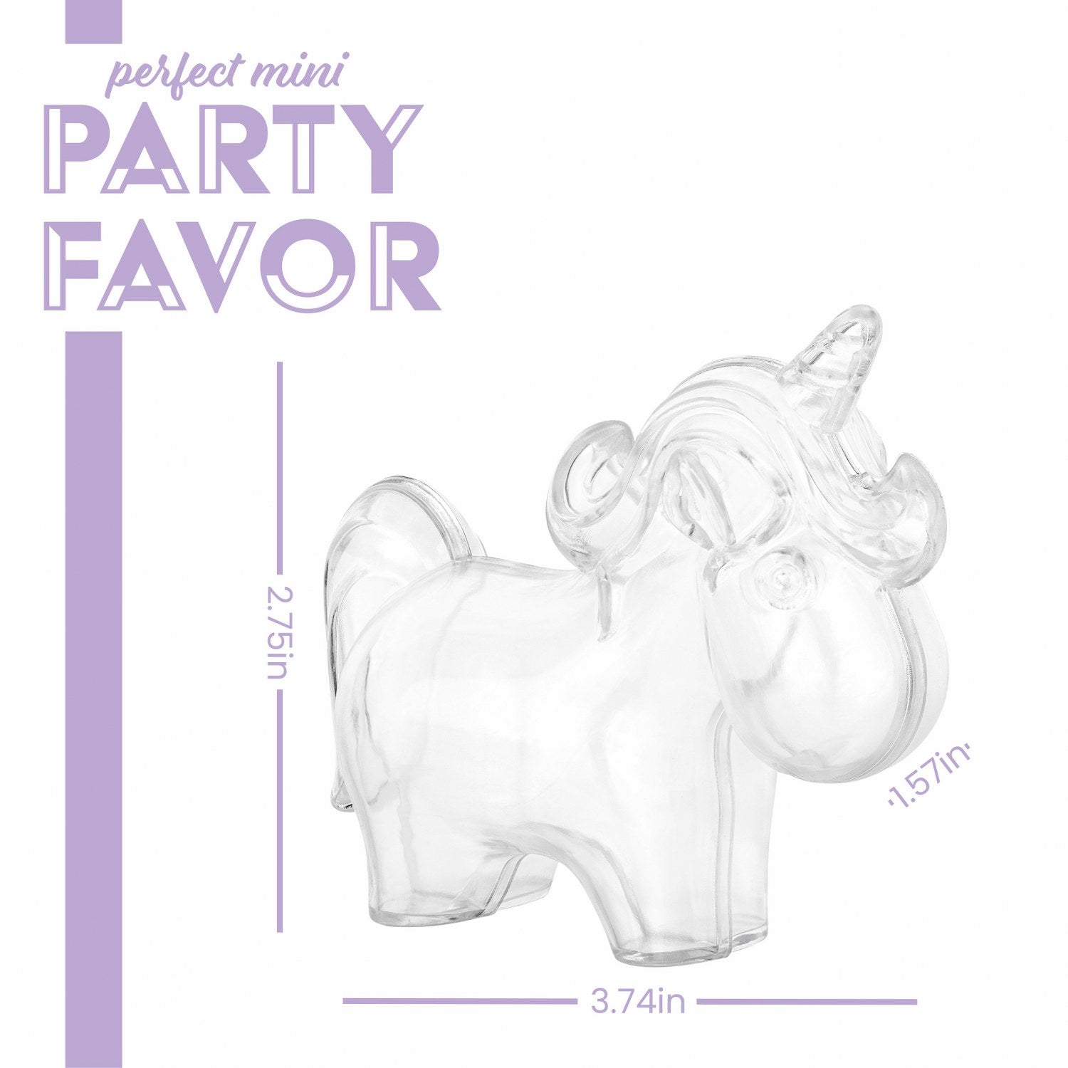 Unicorn Shaped Acrylic Candy Boxes 8 Pack 3.74"X2.75"X1.57"