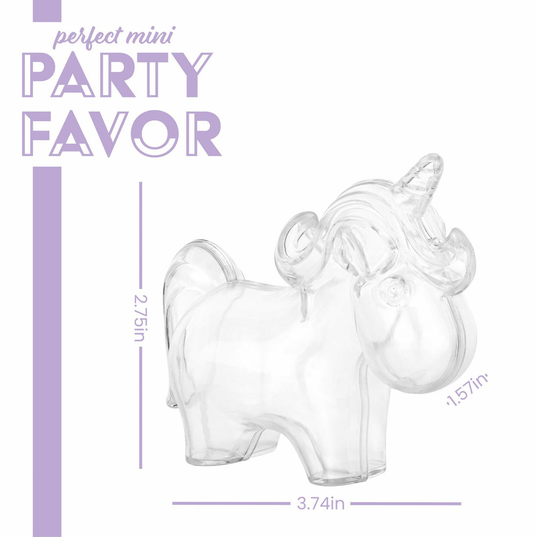 Unicorn Shaped Acrylic Candy Boxes 8 Pack 3.74"X2.75"X1.57"