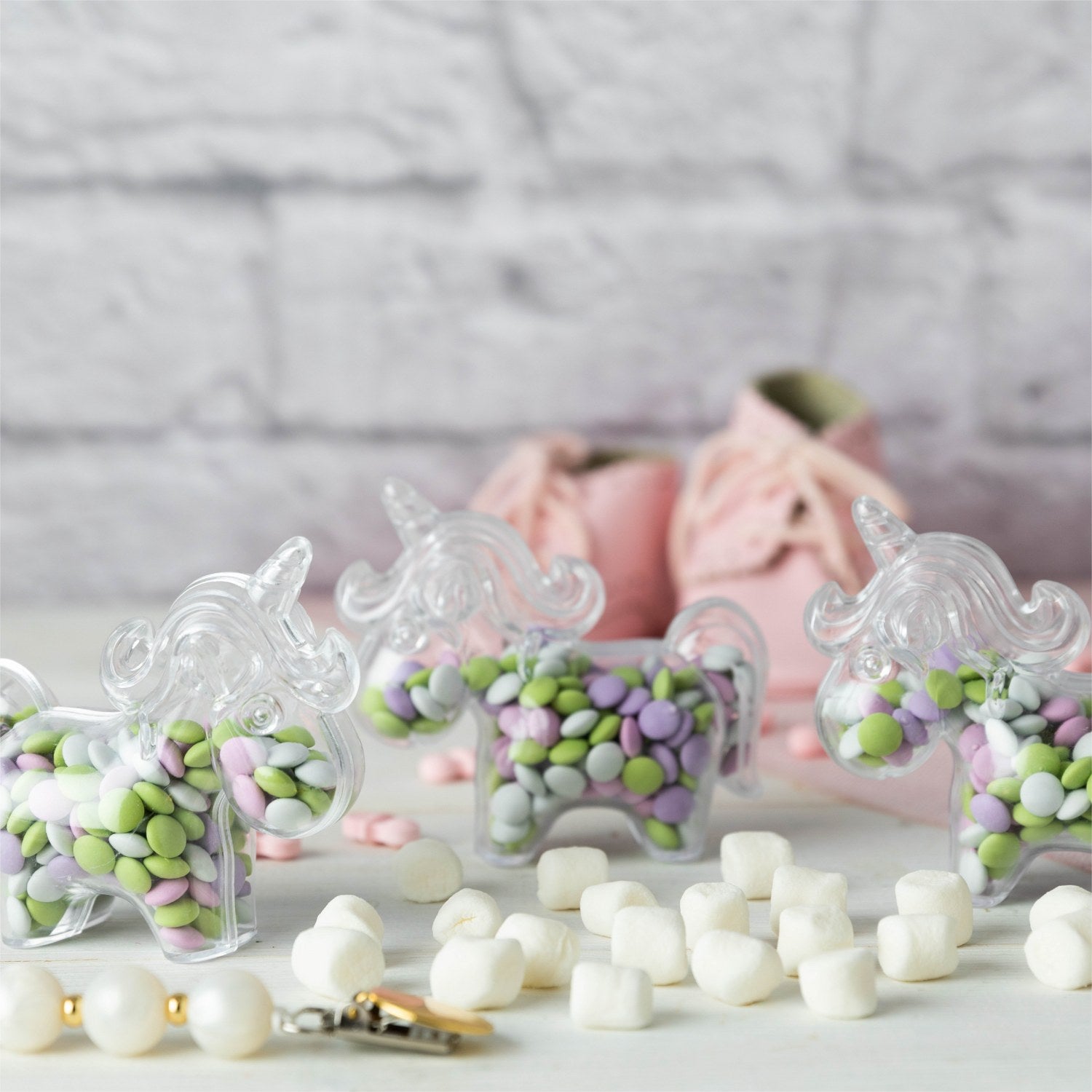 Unicorn Shaped Acrylic Candy Boxes 8 Pack 3.74"X2.75"X1.57"