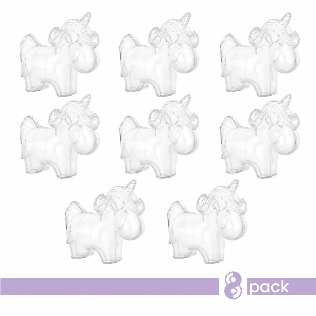 Unicorn Shaped Acrylic Candy Boxes 8 Pack 3.74"X2.75"X1.57"