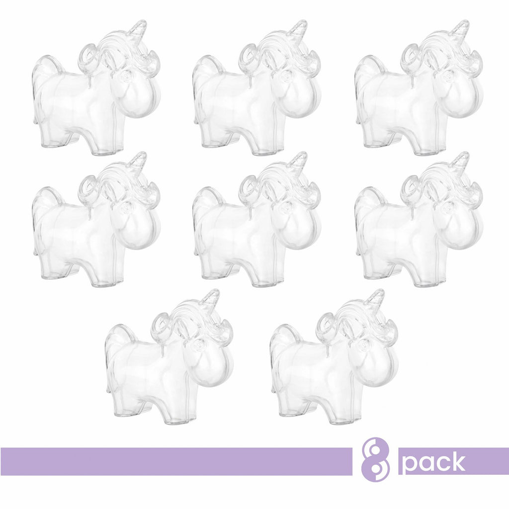Unicorn Shaped Acrylic Candy Boxes 8 Pack 3.74"X2.75"X1.57"