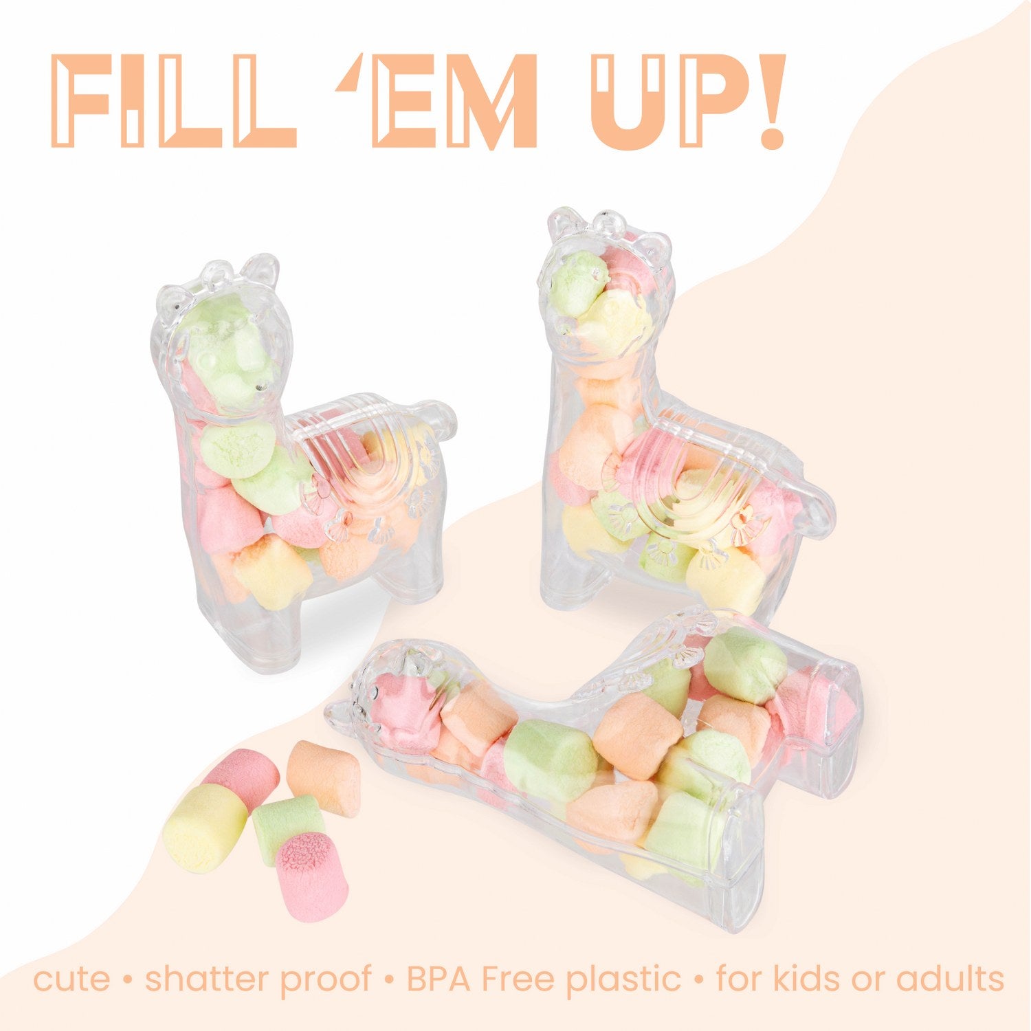 Alpaca Shaped Acrylic Candy Boxes 12 Pack 3.75"X2.64"X1.5"