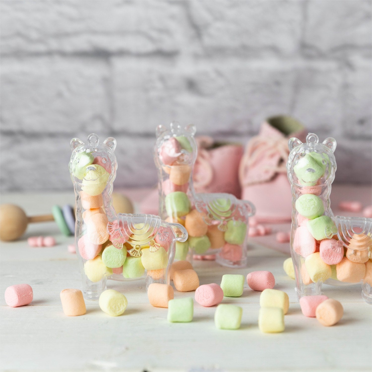 Alpaca Shaped Acrylic Candy Boxes 12 Pack 3.75"X2.64"X1.5"