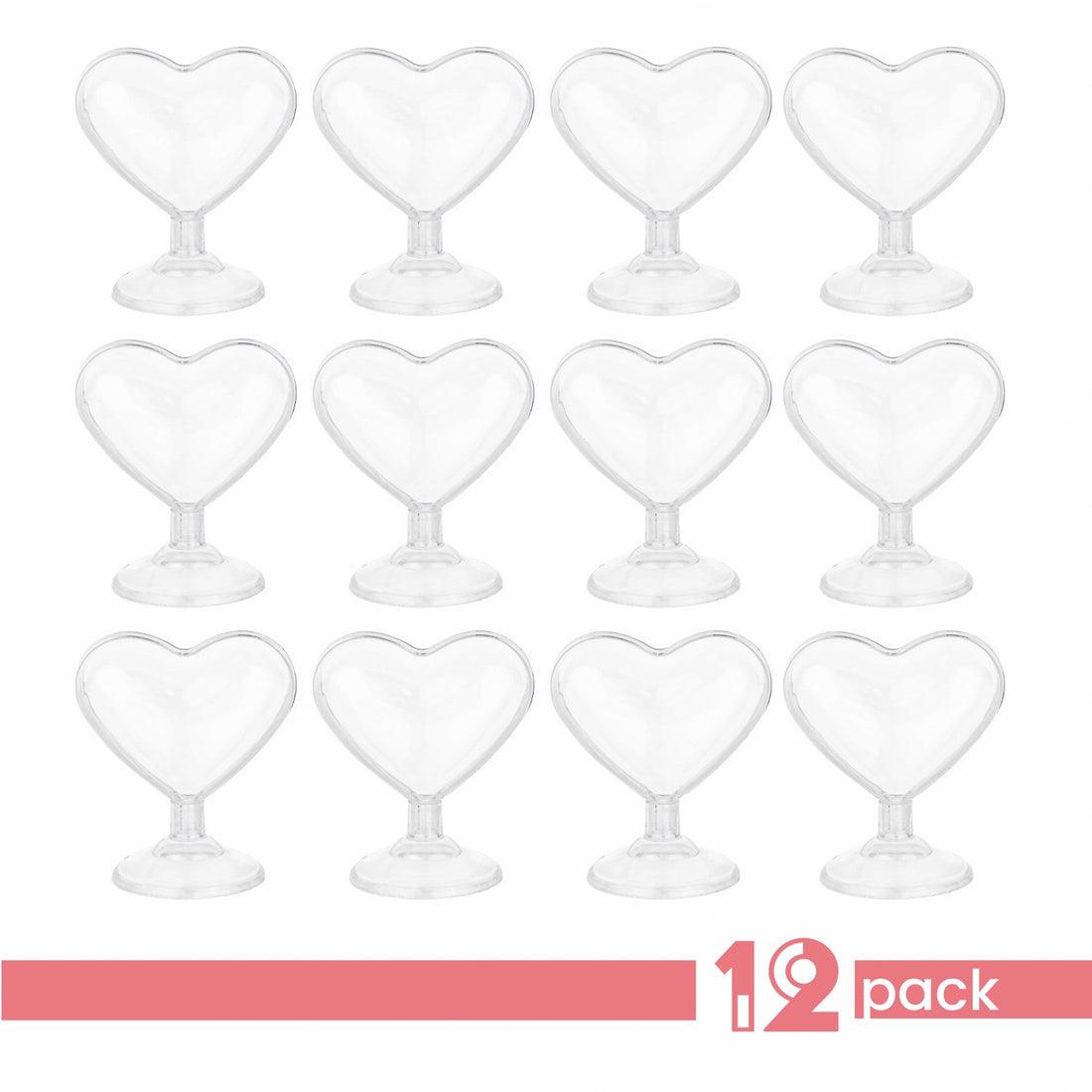 Heart Shaped Acrylic Candy Boxes 12 Pack 3.07"X3.03"X1.76"