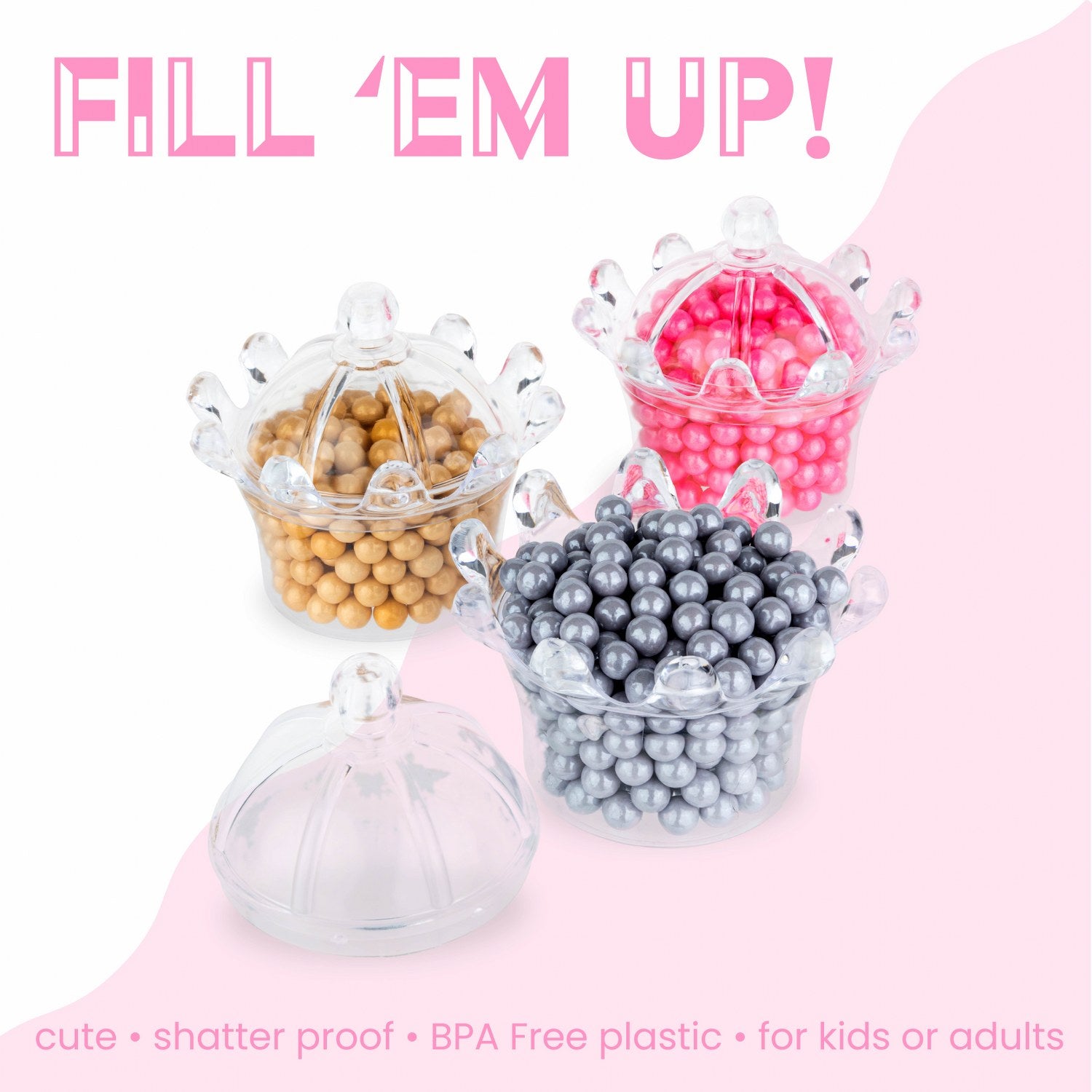 Crown Shaped Acrylic Candy Boxes 8 Pack 2.95"X2.75"