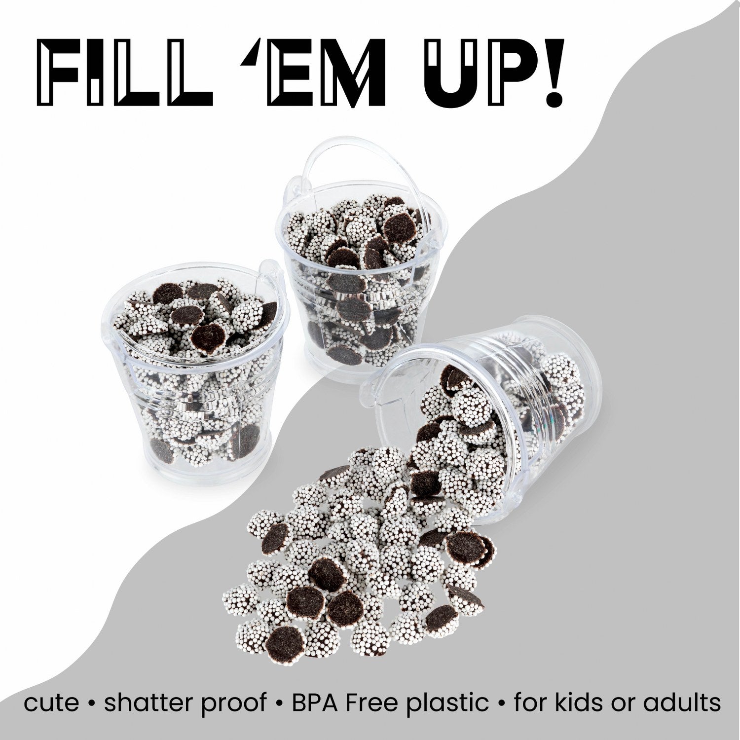 Pail Shaped Acrylic Candy Boxes 12 Pack 2.16"X2.5"