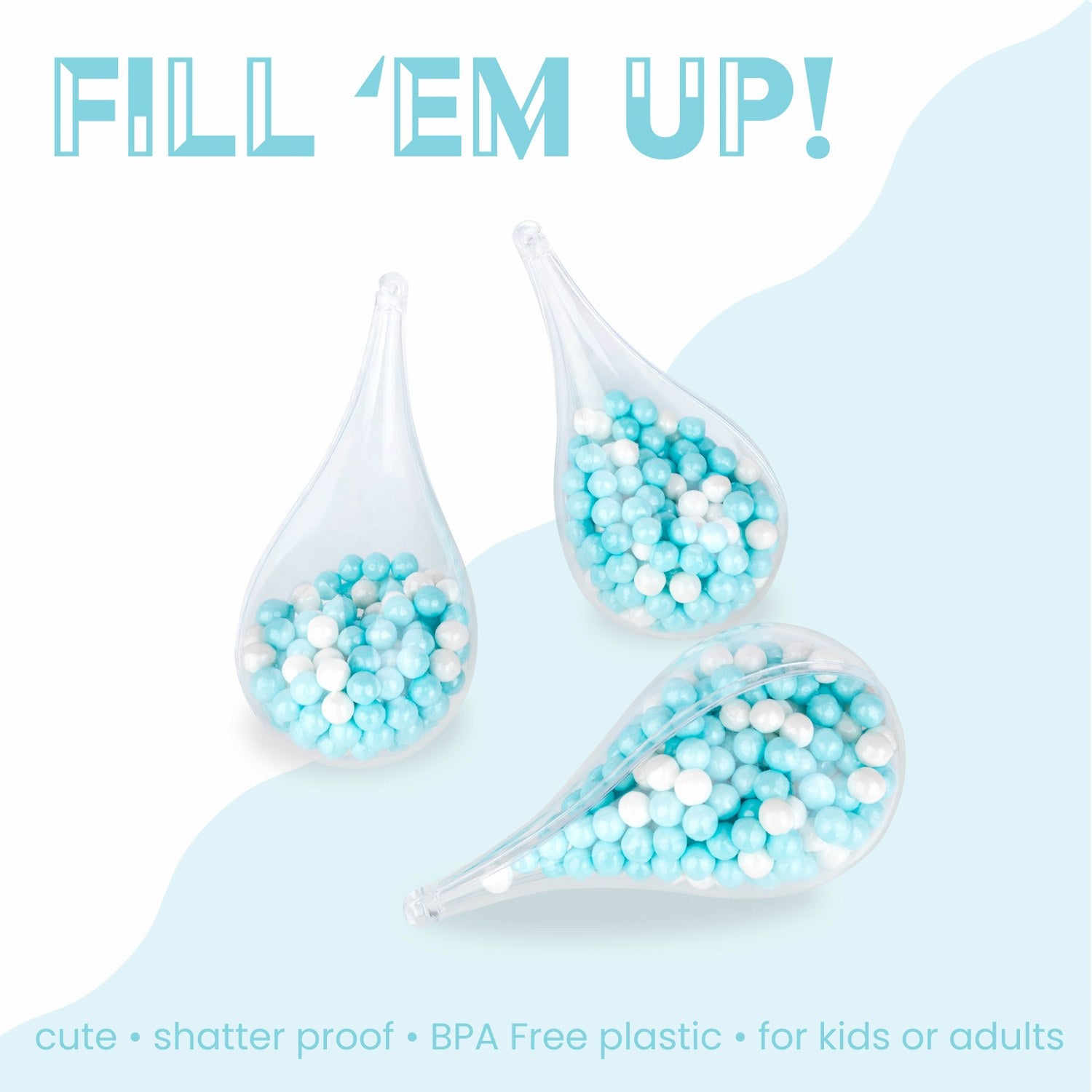 Tear Drop Shaped Acrylic Candy Boxes 12 Pack 4.34"X2.14"