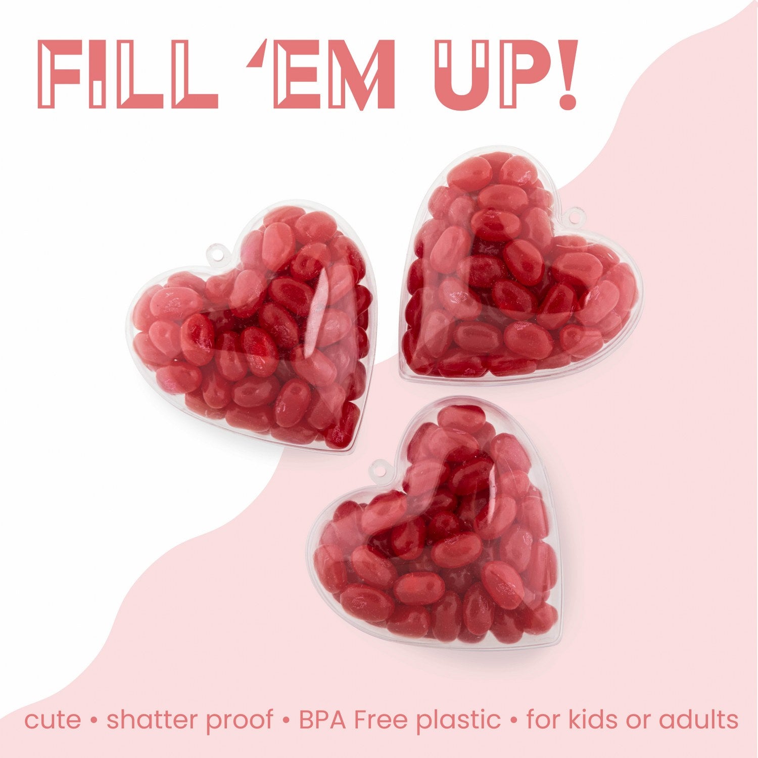 Heart Shaped Acrylic Candy Boxes 12 Pack 2.51"X2.08"X1.18"