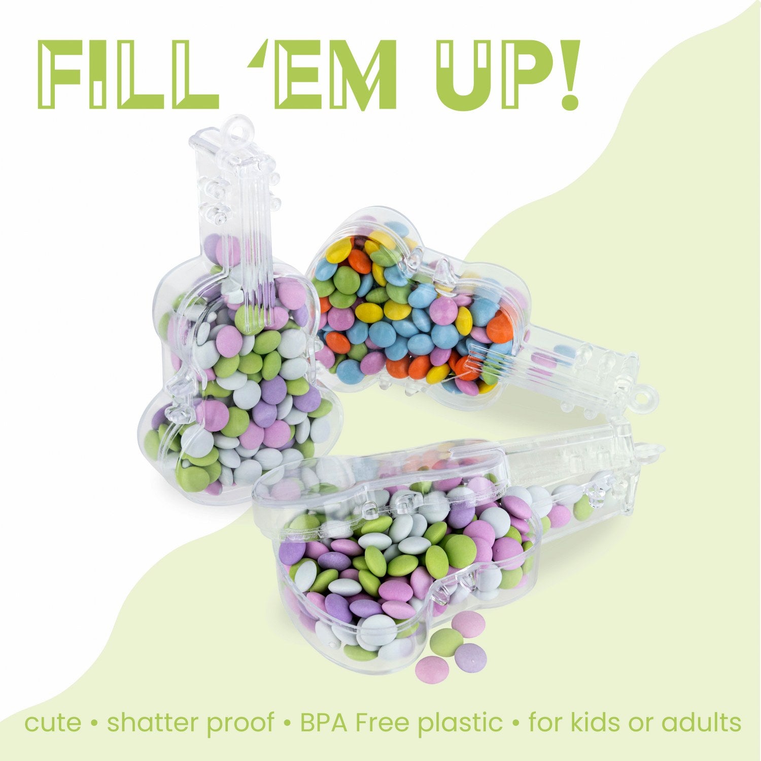 Violin Shaped Acrylic Candy Boxes 12 Pack 2.16"X4.33"