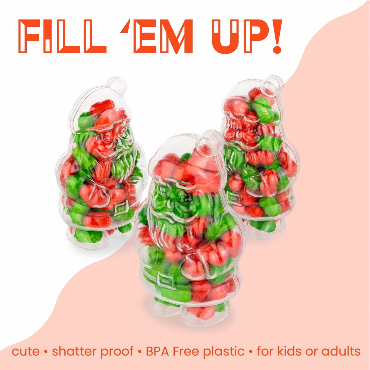 Santa Shaped Acrylic Candy Boxes 8 Pack 4.72"X2.36"X1.96"