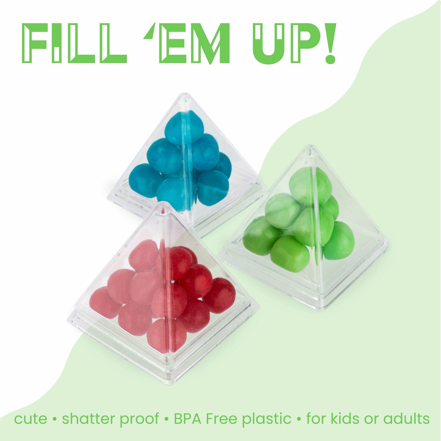 Pyramid Triangle Shaped Acrylic Candy Boxes 8 Pack 2.44"X2.44"X2.63"