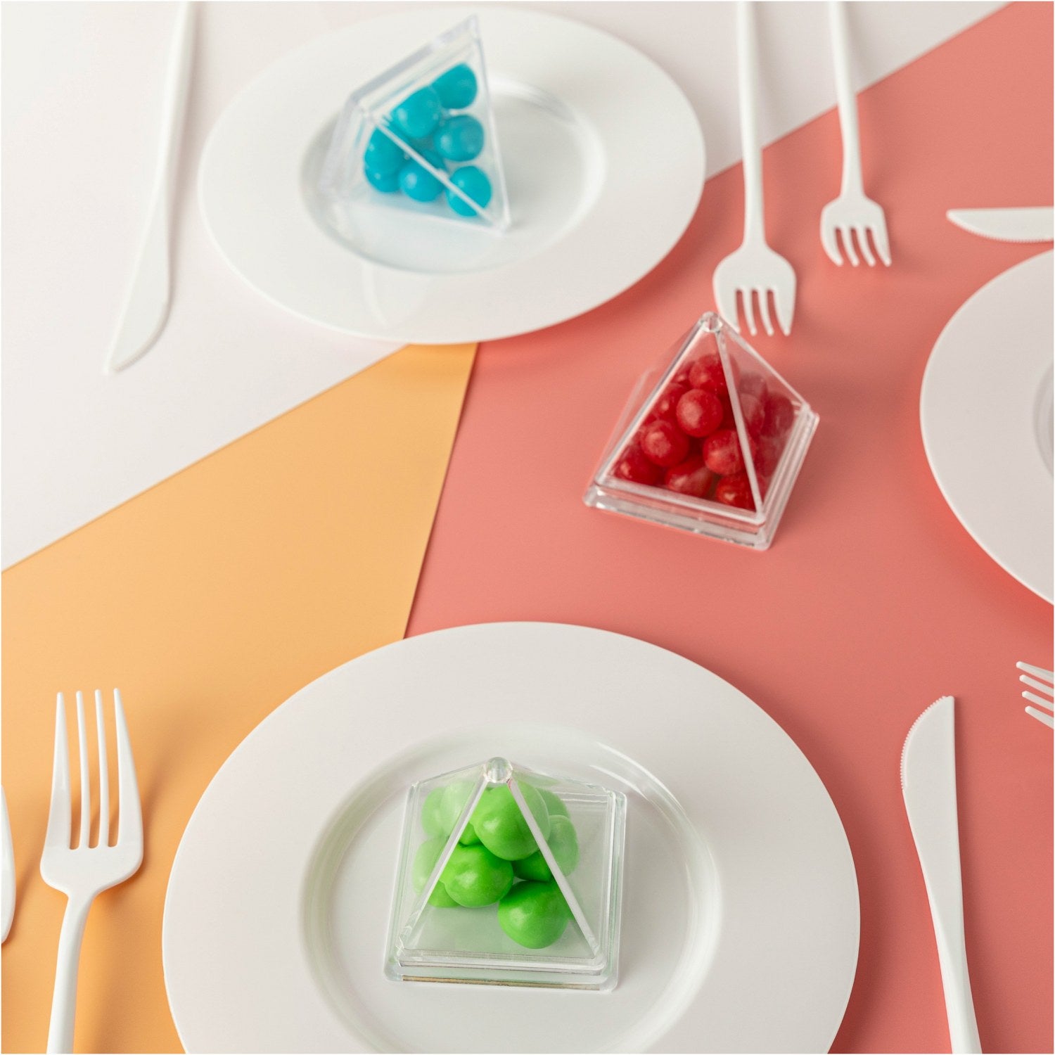 Pyramid Triangle Shaped Acrylic Candy Boxes 8 Pack 2.44"X2.44"X2.63"