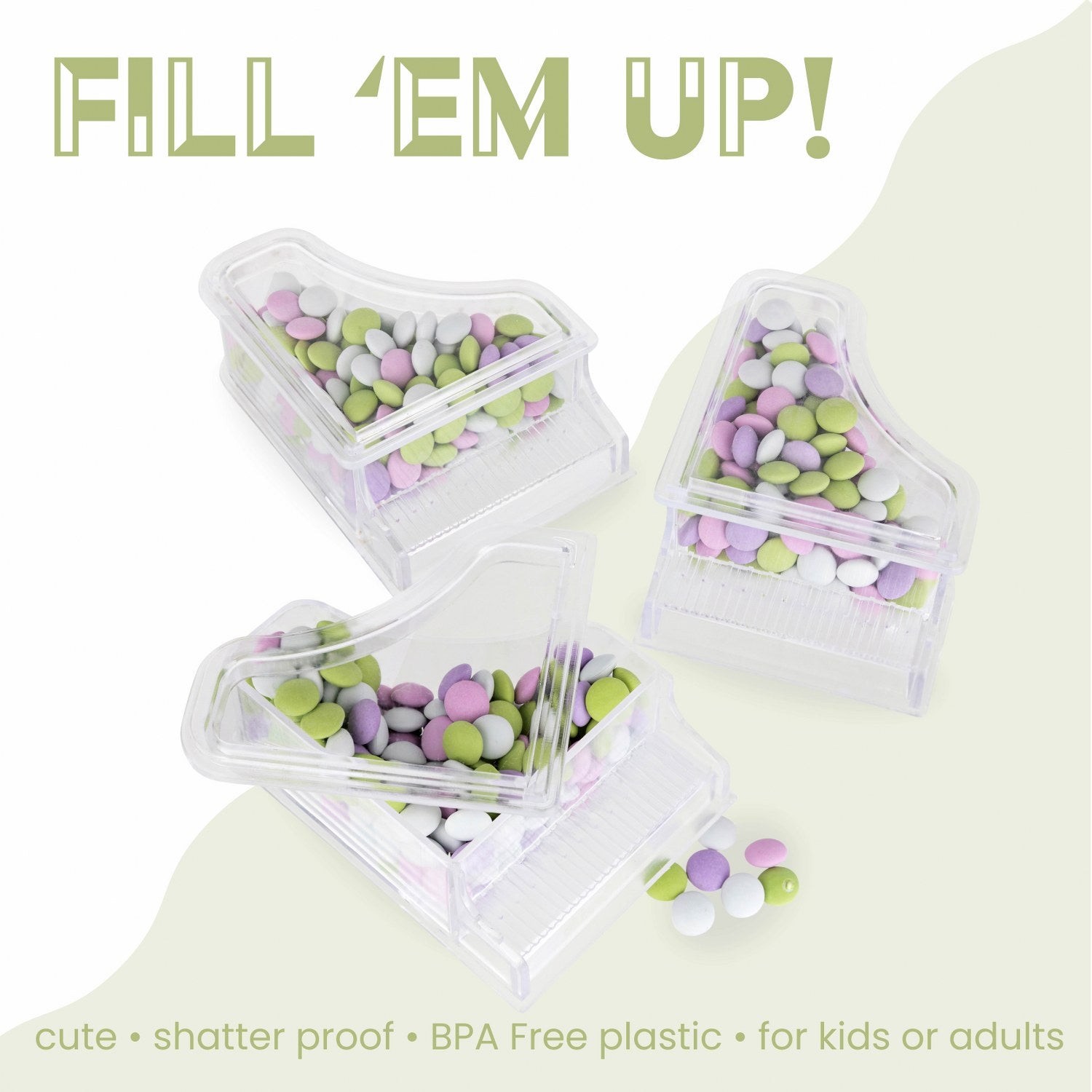 Grand Piano Shaped Acrylic Candy Boxes 8 Pack 2.48X3.34"X1.29"