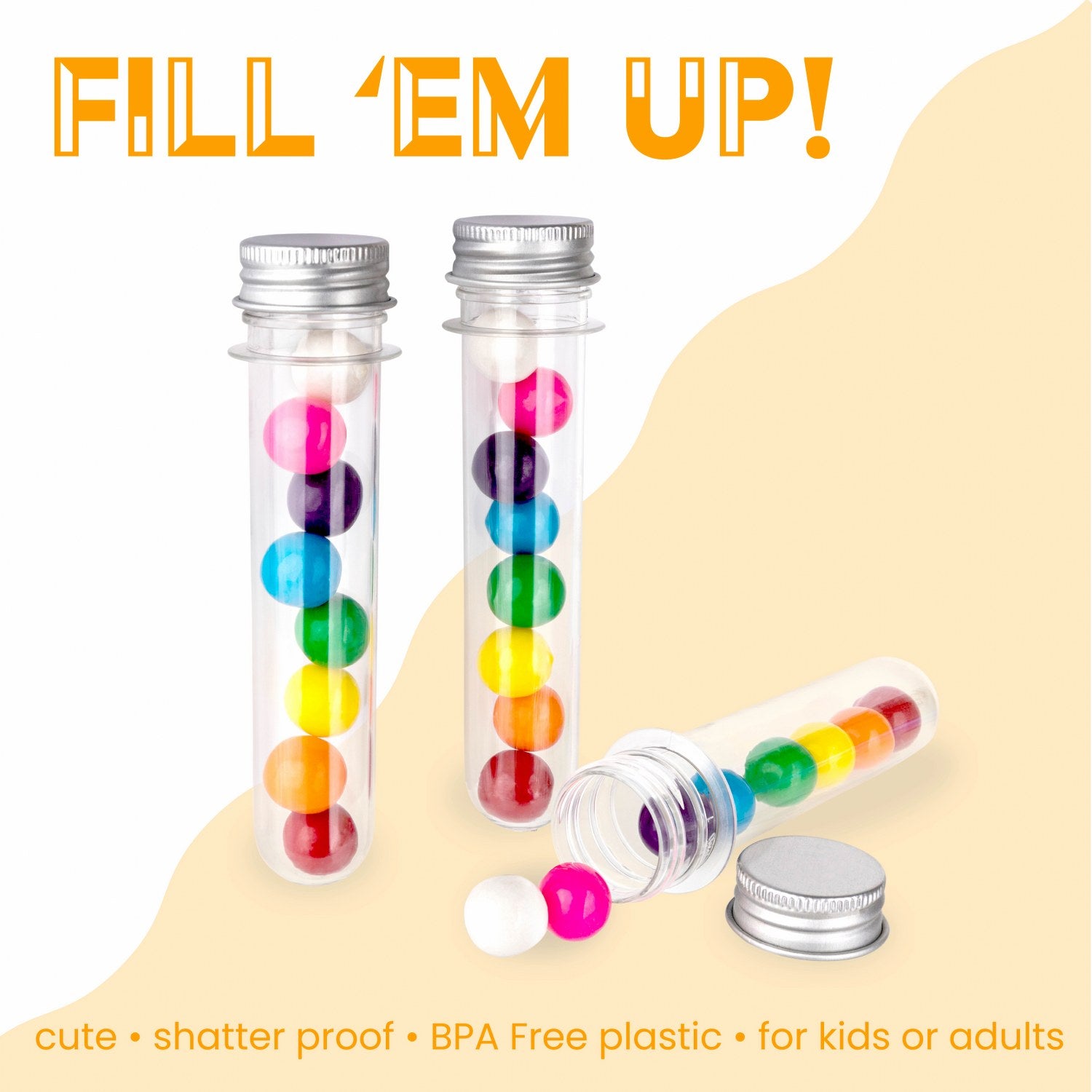 Tube Shaped Acrylic Candy Boxes With Aluminum Cover 12 Pack 1.18"X5.03"