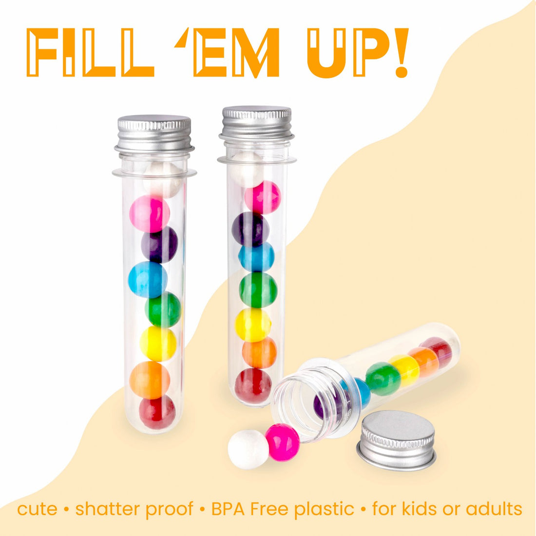 Tube Shaped Acrylic Candy Boxes With Aluminum Cover 12 Pack 1.18"X5.03"