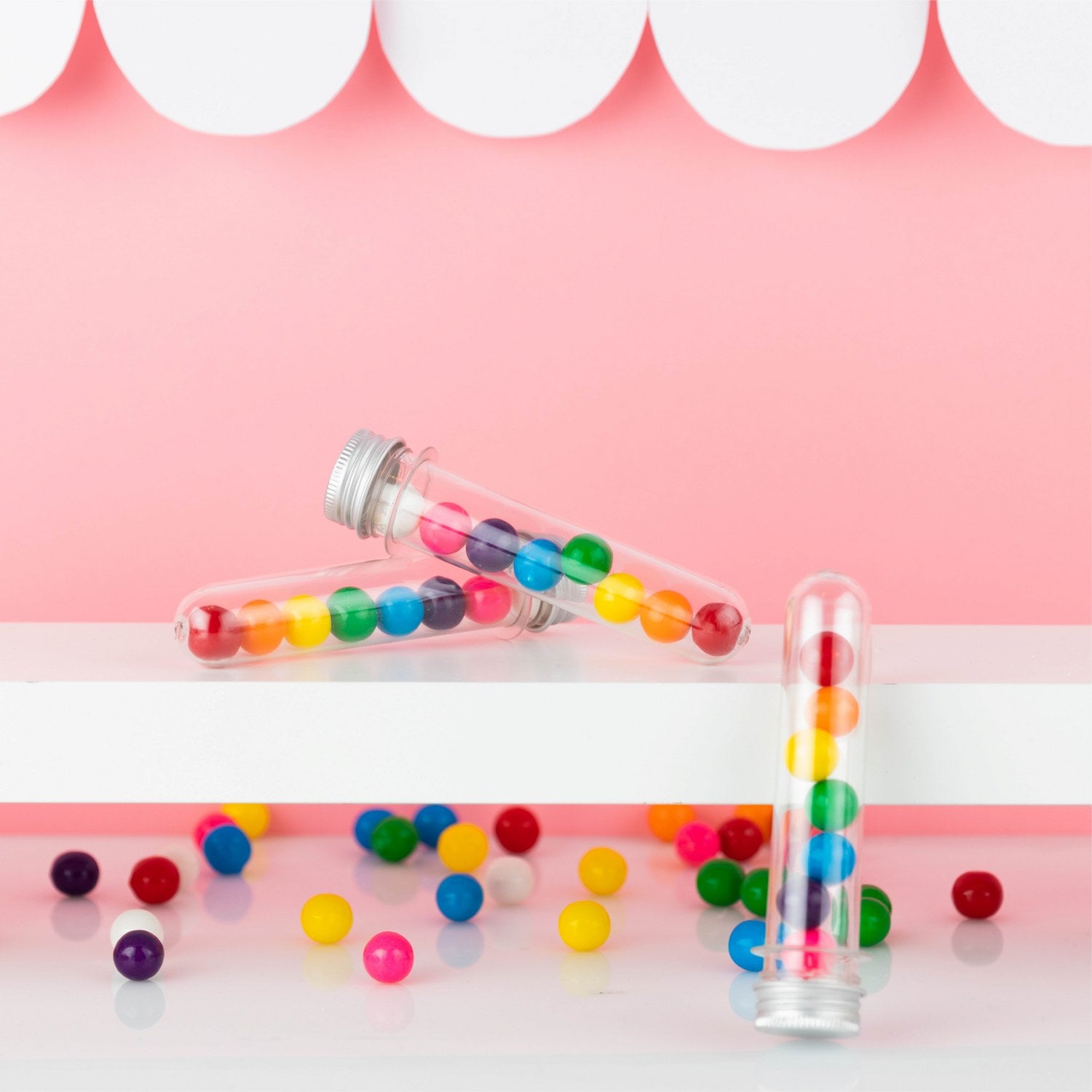 Tube Shaped Acrylic Candy Boxes With Aluminum Cover 12 Pack 1.18"X5.03"