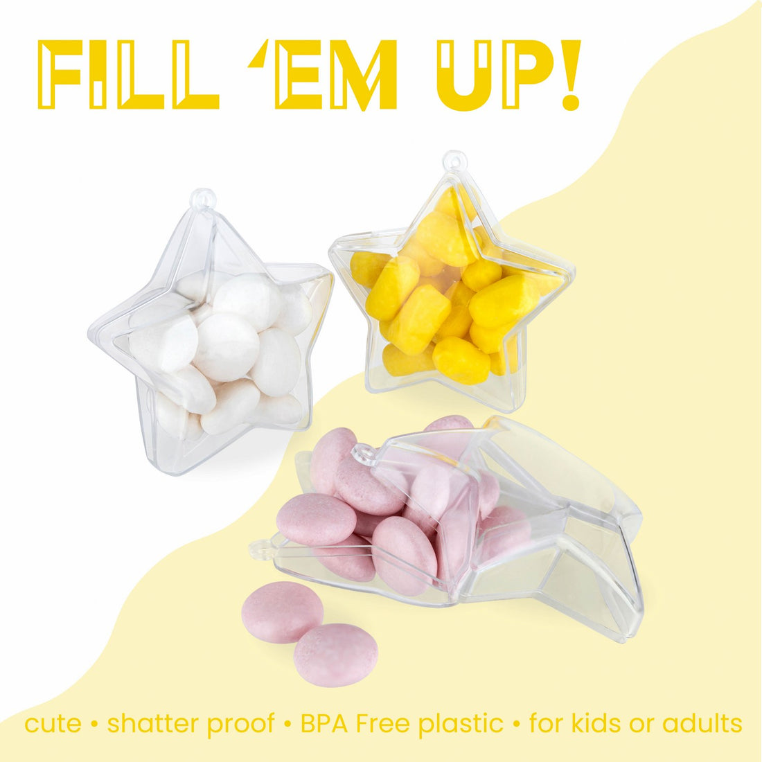 Star Shaped Acrylic Candy Boxes 12 Pack 2.95"X1.25"