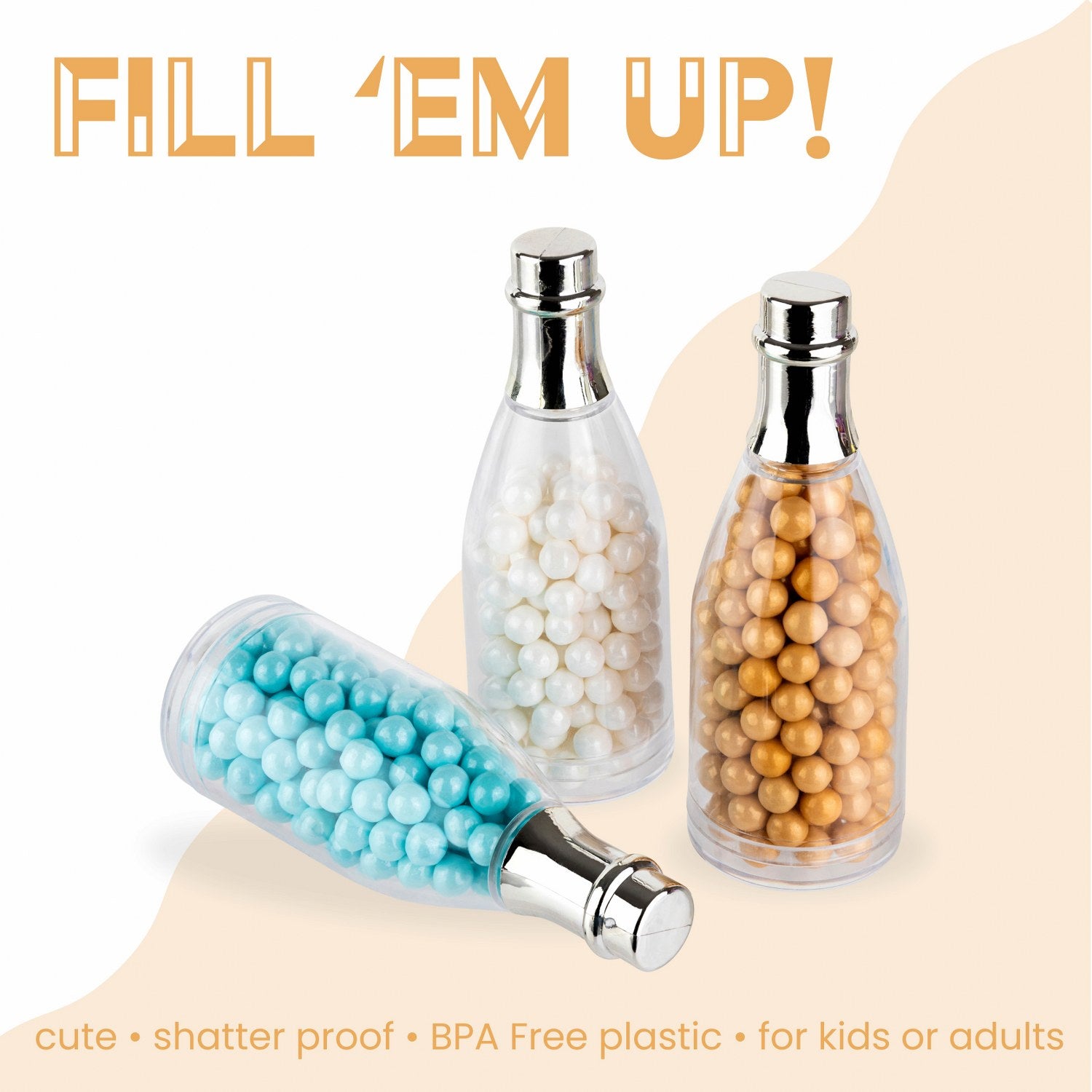 Champagne Bottle Shaped Acrylic Candy Boxes 12 Pack 1.57"X4.13"