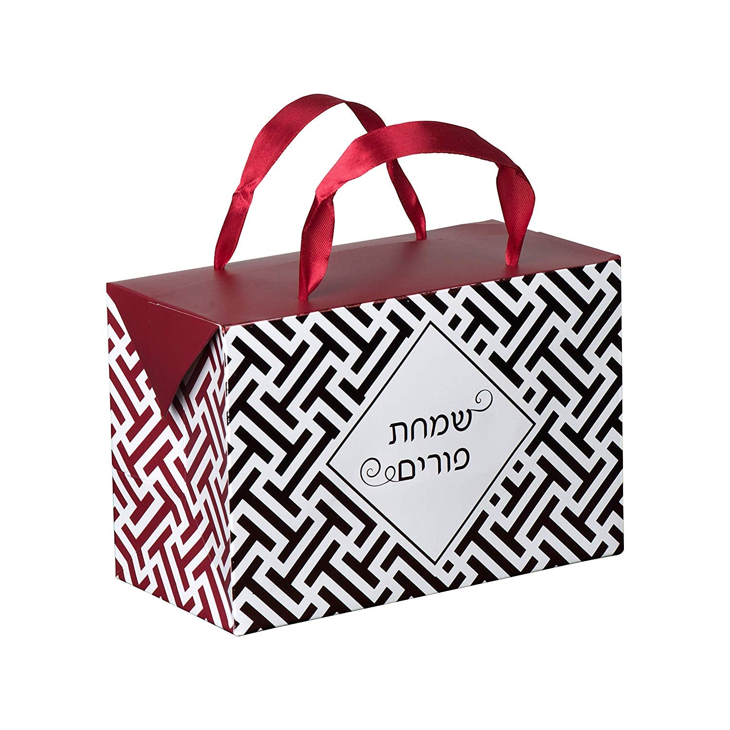 Maroon Purim Paper Gift Bag Box 6 Pack 7"X 3.5"X 4.75"