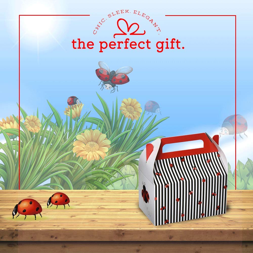 Ladybug Paper Treat Boxes 10 Pack 6.25" X 3.75" X 3.5"