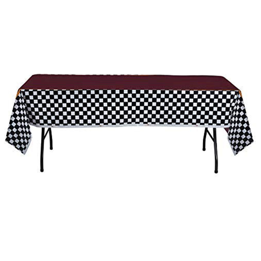 Checkered Black And White Tablecloth 4 Pack 54" X 108"