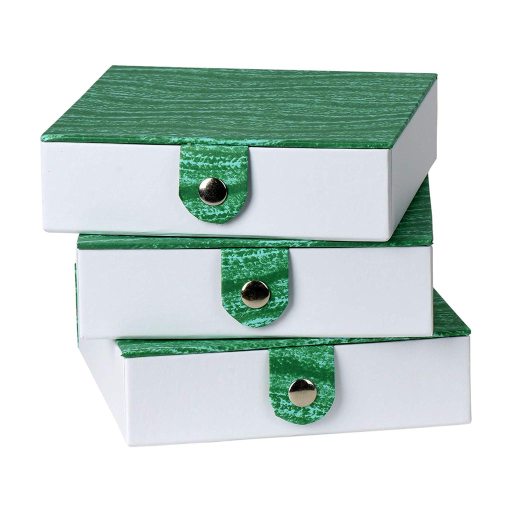 Green Gift Box With Snap Closure 3 Pack 5.9X5.9X1.8