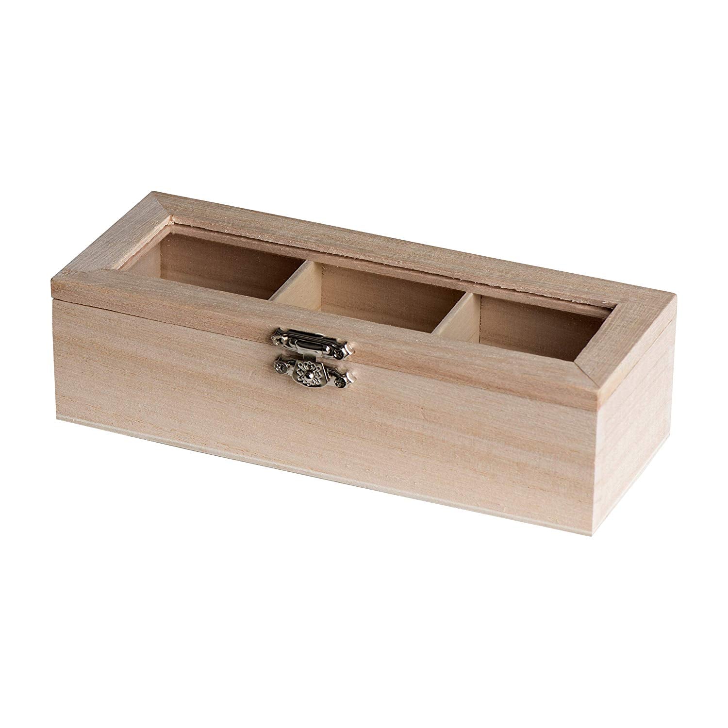 Wooden CaseWith Lid 3 Sectional Candy Gift Box 4 Pack 6.75''X2.75''X2''