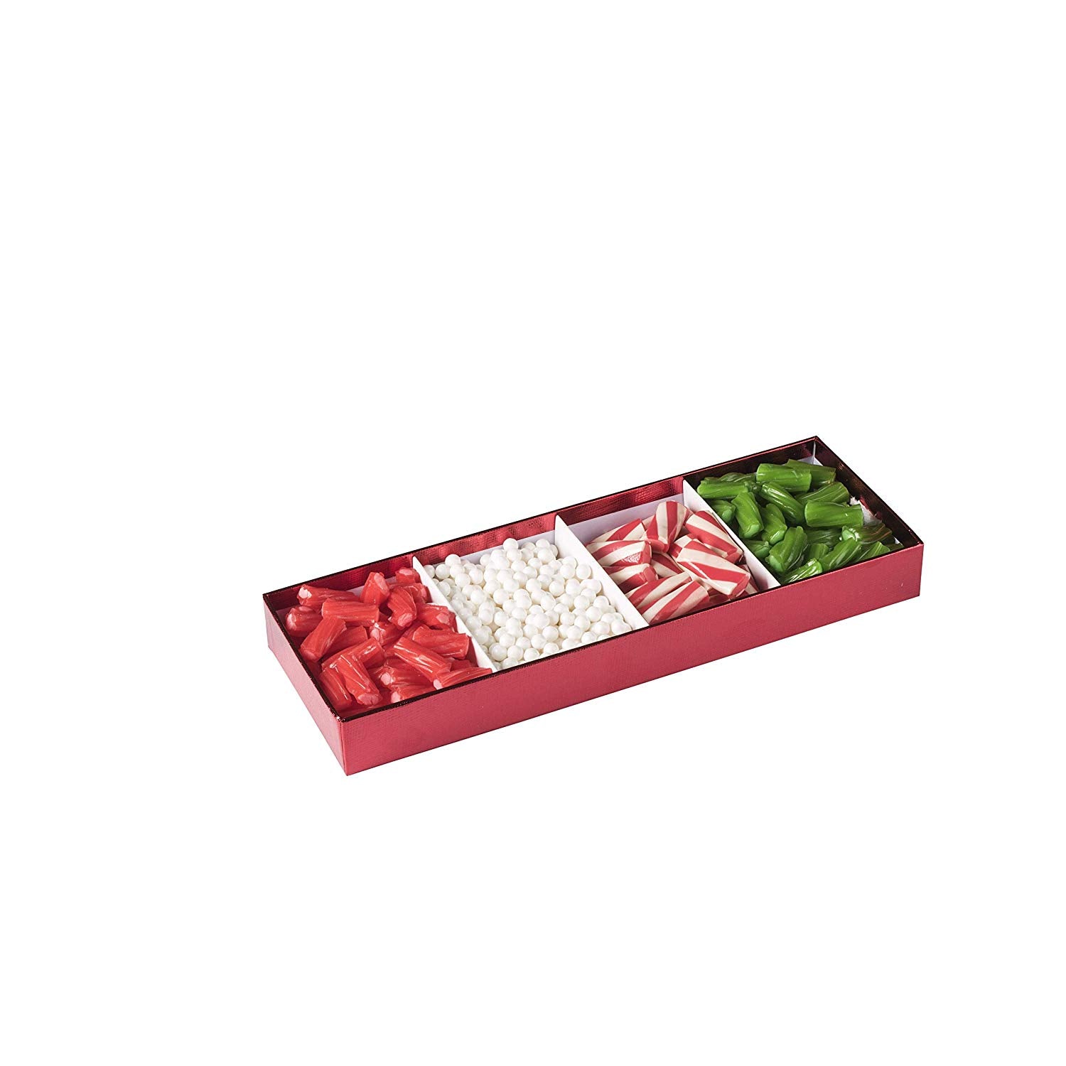 Four Section Red Tray  4 Packs Gift Box With Clear Cover 11" X 3.75" X 1.25"