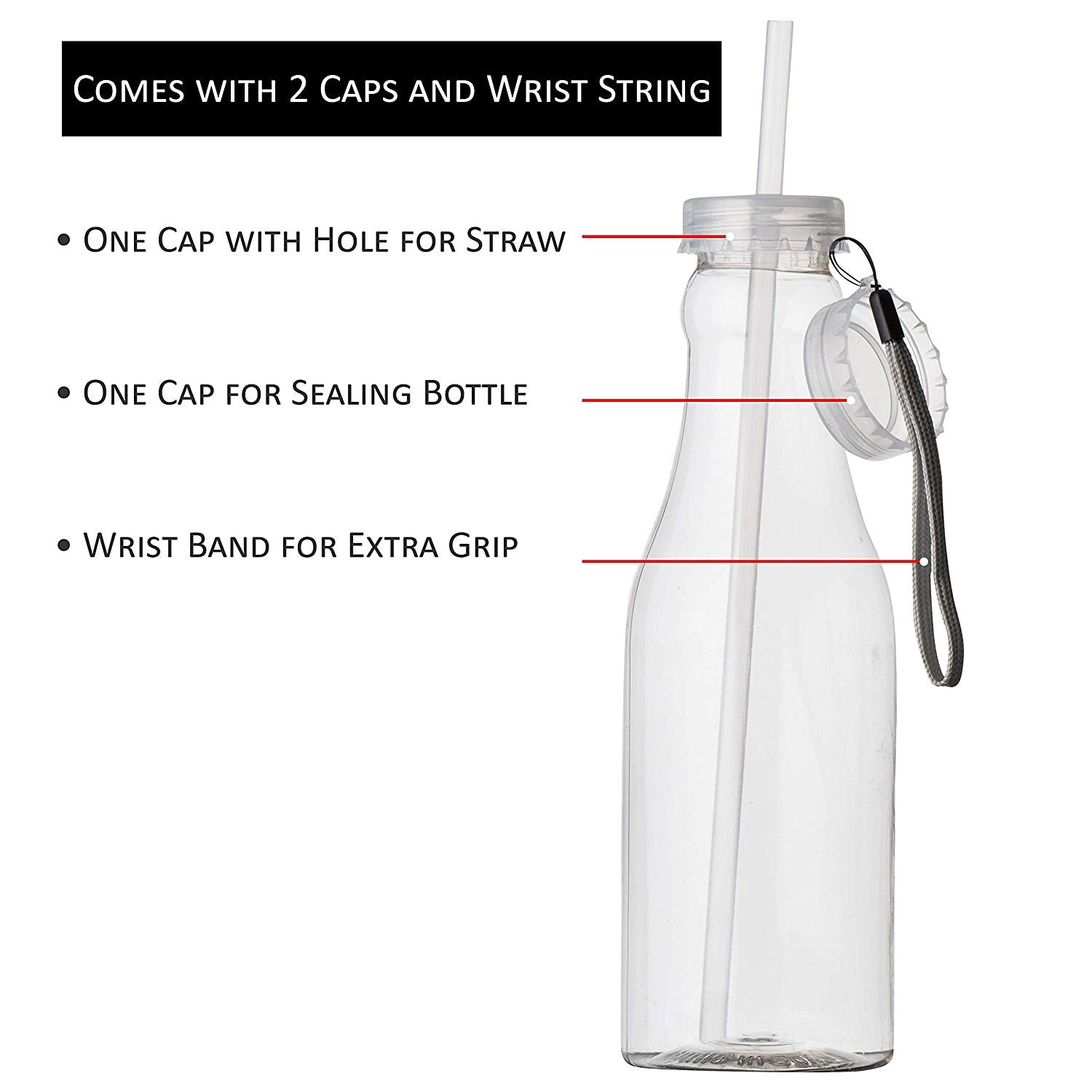 Clear Plastic Bottle With Straw 22 Oz 6 Pack