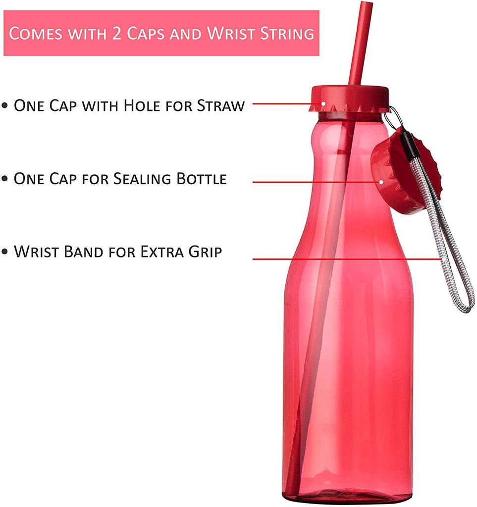 Red Plastic Bottle With Straw 6 Pack 22 Oz