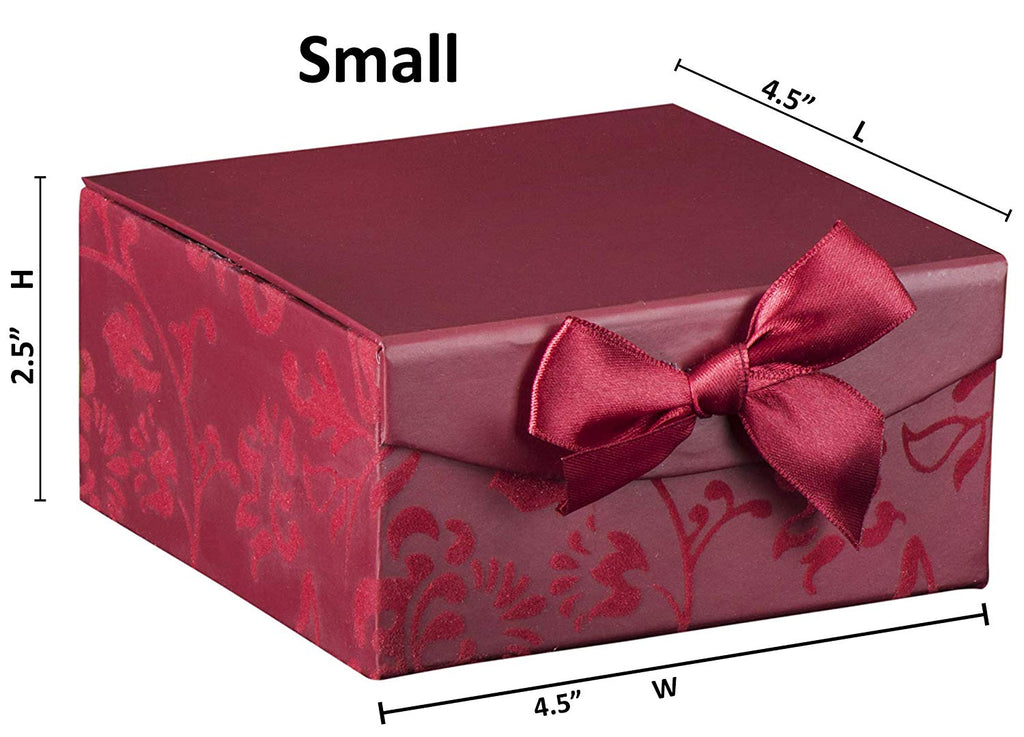 Burgundy Small Swirl Nesting Elegant Christmas Gift Boxes Set Of 3