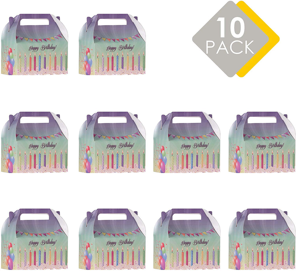 Paper Treat Boxes 10 Pack 6.25" X 3.75" X 3.5" Happy Birthday