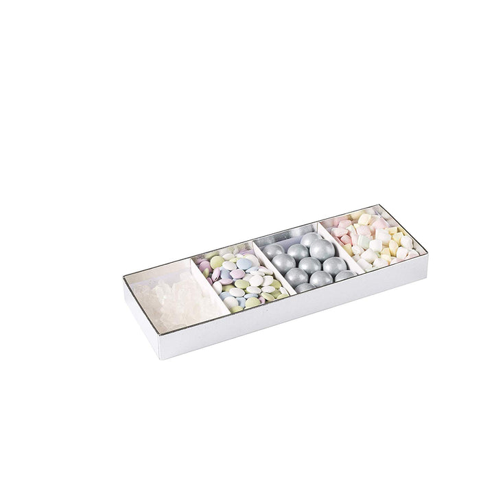 Four Section Silver Tray  4 Packs Gift Box With Clear Cover 11" X 3.75" X 1.25"