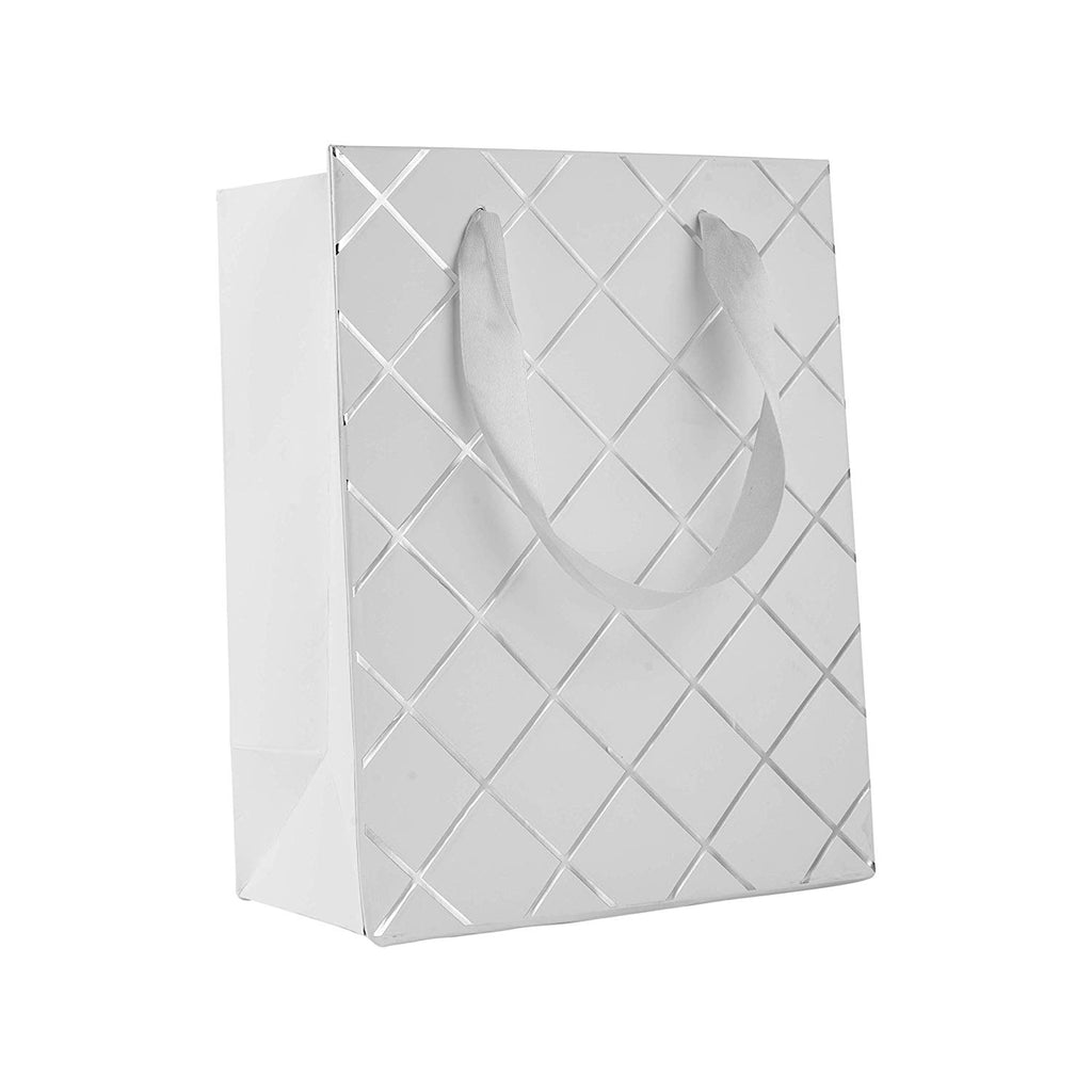 Diamond Gift Bags White 9"X 7"X 4" Set 12 Pack