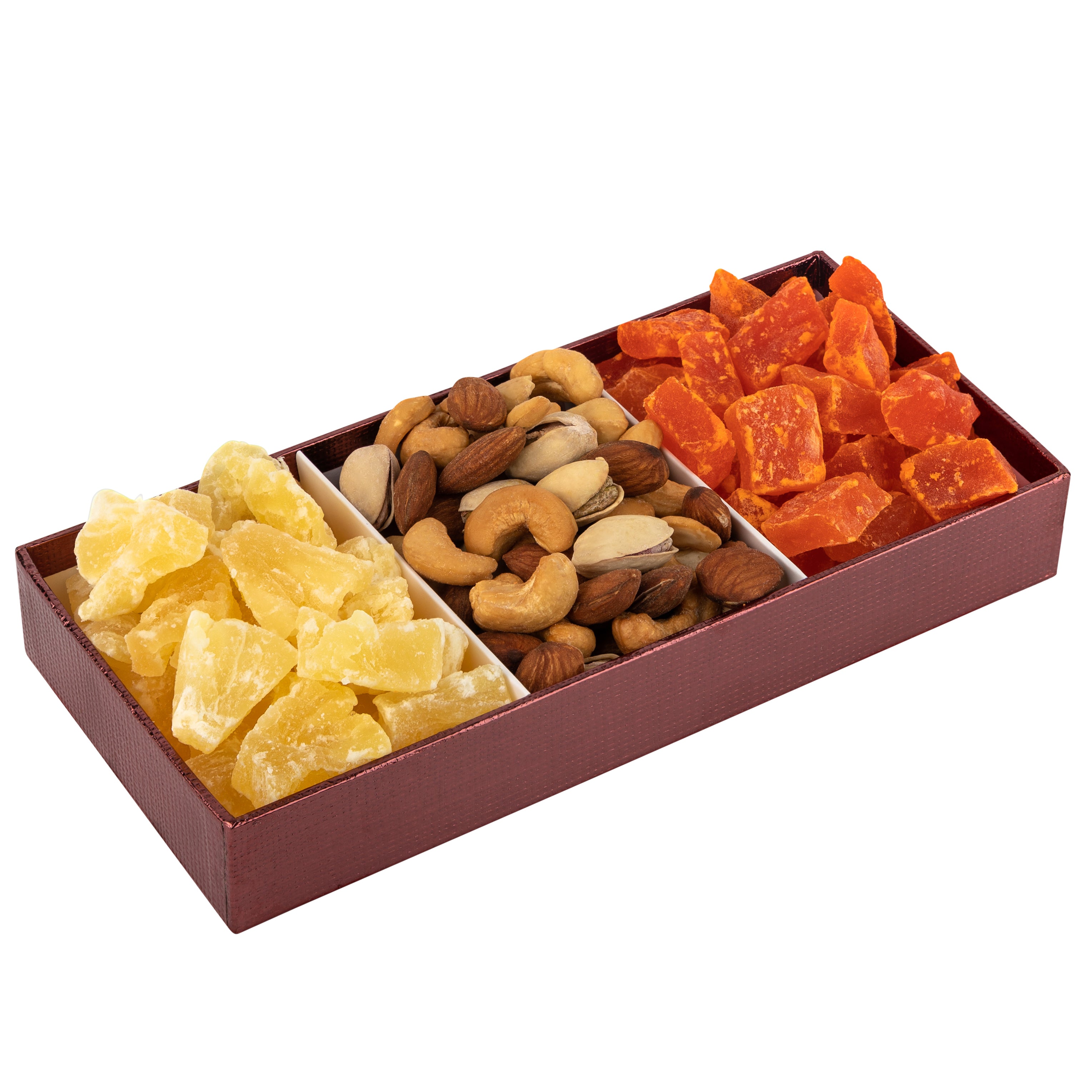 Three Section Maroon Tray 4 Packs Gift Box With Clear Cover 8.5"X3.75"X1.25"