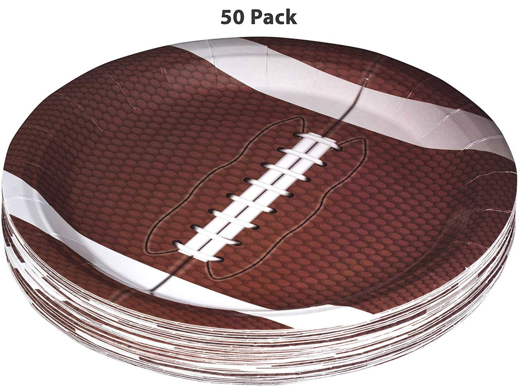 Football Themed 9" Disposable Round Paper Plates 50 Pack