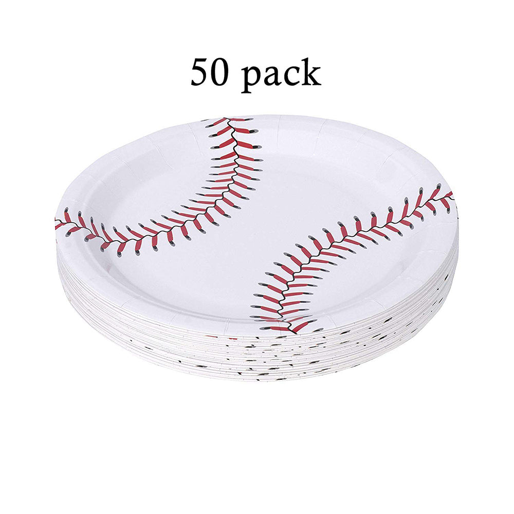 Baseball Themed Paper Plates 50 Pack 9"